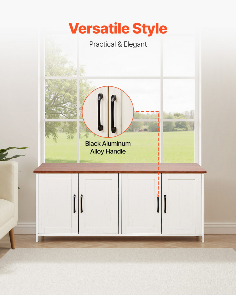 Glamorous Pups : VEVOR Cat Litter Box Enclosure for Multi Cats – 47.2" Hidden Litter Box Cabinet with 4 Doors & Dual Entries | Modern Brown & White Wooden Cat Washroom Furniture for Indoor Homes