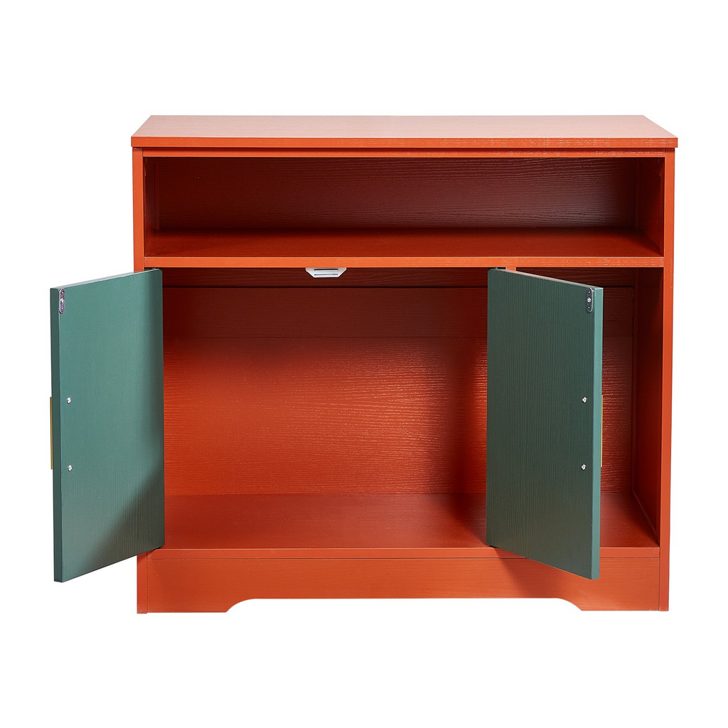 Glamorous Pups : VEVOR Cat Litter Box Enclosure – 31" Hidden Litter Box Cabinet with Shelf & Storage | Modern Red & Green Wooden Cat Washroom End Table, Fits Most Litterboxes