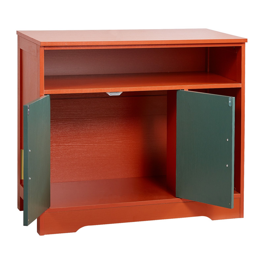 Glamorous Pups : VEVOR Cat Litter Box Enclosure – 31" Hidden Litter Box Cabinet with Shelf & Storage | Modern Red & Green Wooden Cat Washroom End Table, Fits Most Litterboxes