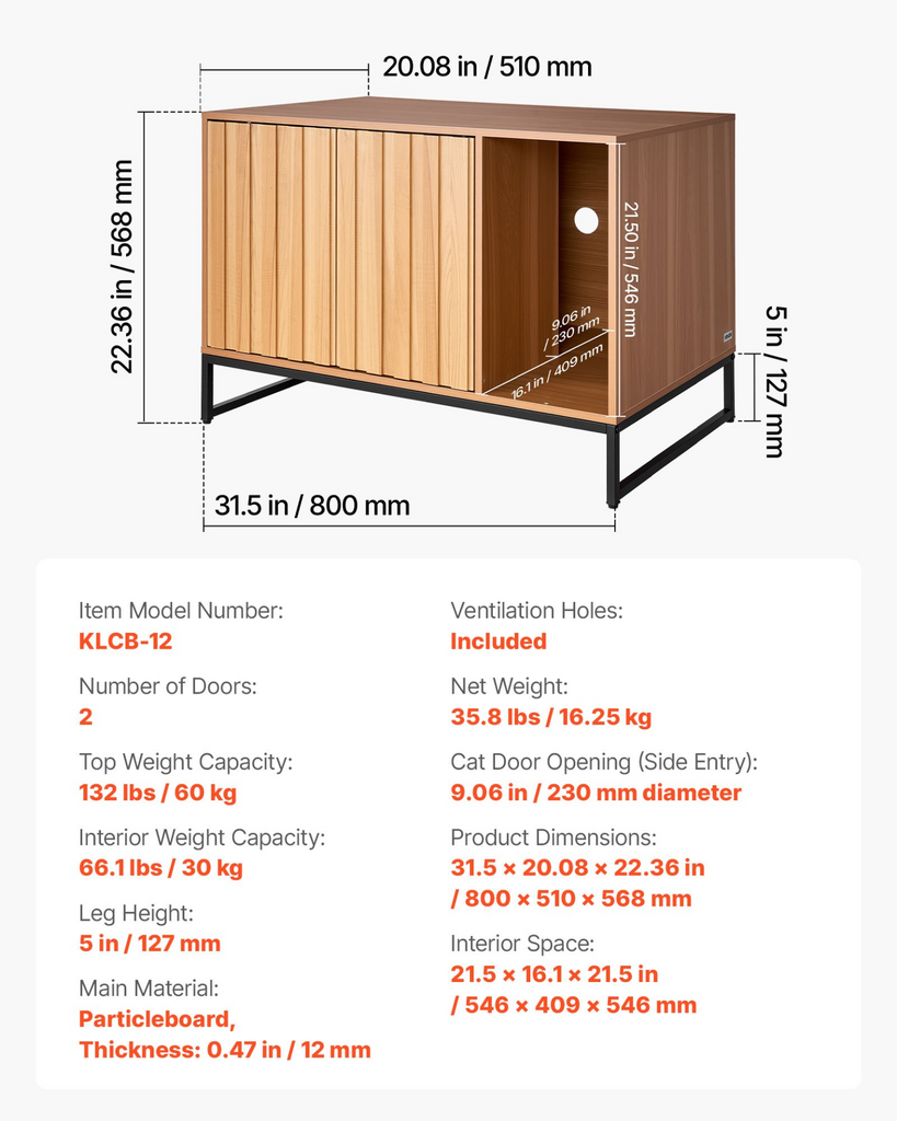 Glamorous Pups : VEVOR Cat Litter Box Enclosure Furniture – 31.5" Hidden Litter Box Cabinet with Scratch Pad & Storage | Waterproof Cat Washroom End Table & Cat House for Bedroom or Living Room