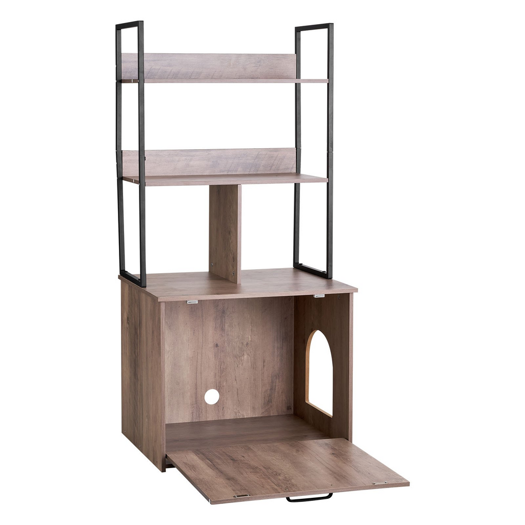 Glamorous Pups : VEVOR Cat Litter Box Enclosure Furniture – 23.6" Hidden Litter Box Cabinet with Storage Shelves | Modern Waterproof Cat Washroom Side Table & Cat House for Living Room