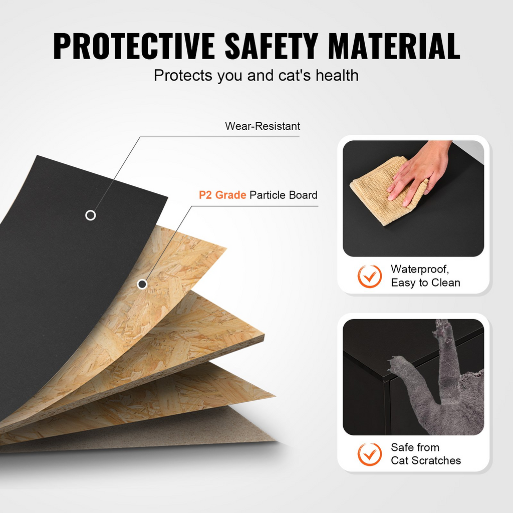 Glamorous Pups : VEVOR Cat Litter Box Enclosure for 2 Cats – 57.9" Double Room Hidden Litter Furniture | Large Black Wooden Cat Washroom Cabinet, TV Stand & Pet House Combo