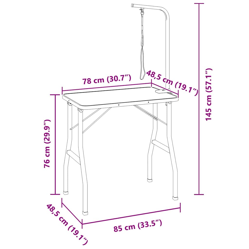 Glamorous Pups : vidaXL Bath Grooming Table Black Engineered wood, Powder-coated iron