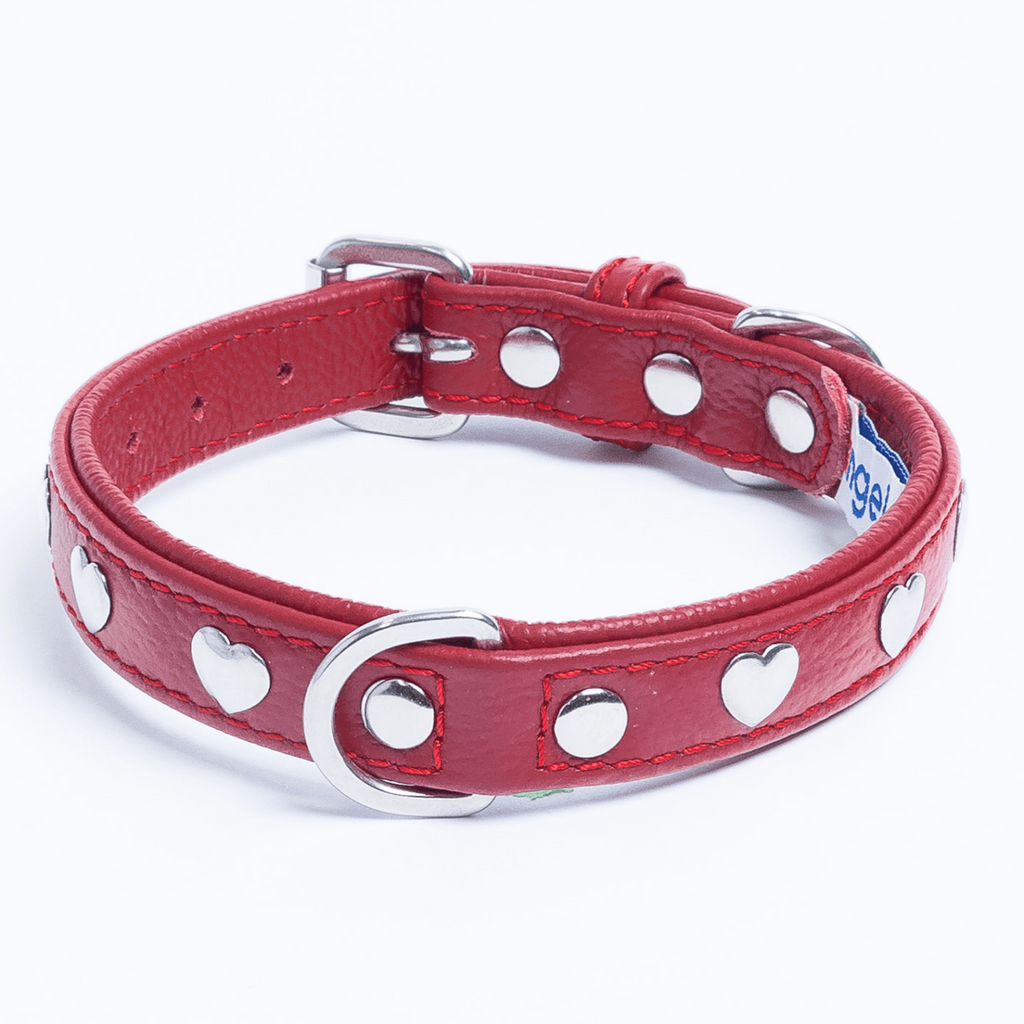 Glamorous Pups : Rotterdam Hearts Leather Dog Collar – Genuine Leather Heart-Studded Collar for Stylish Pups