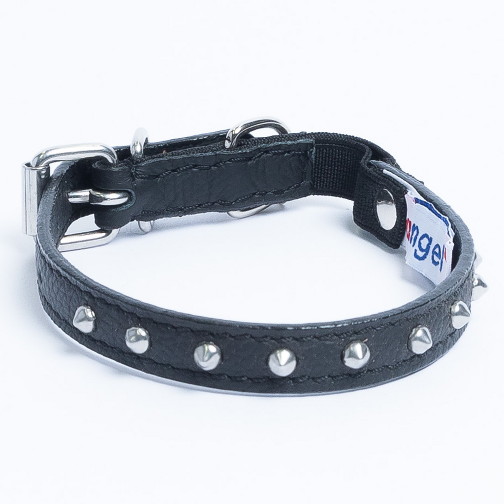 Glamorous Pups : Studded Leather Safety Cat Collar – Genuine Leather with Riveted Studs & Breakaway Stretch for Stylish, Safe Cats
