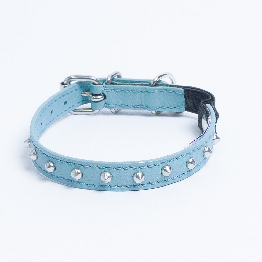 Glamorous Pups : Studded Leather Safety Cat Collar – Genuine Leather with Riveted Studs & Breakaway Stretch for Stylish, Safe Cats
