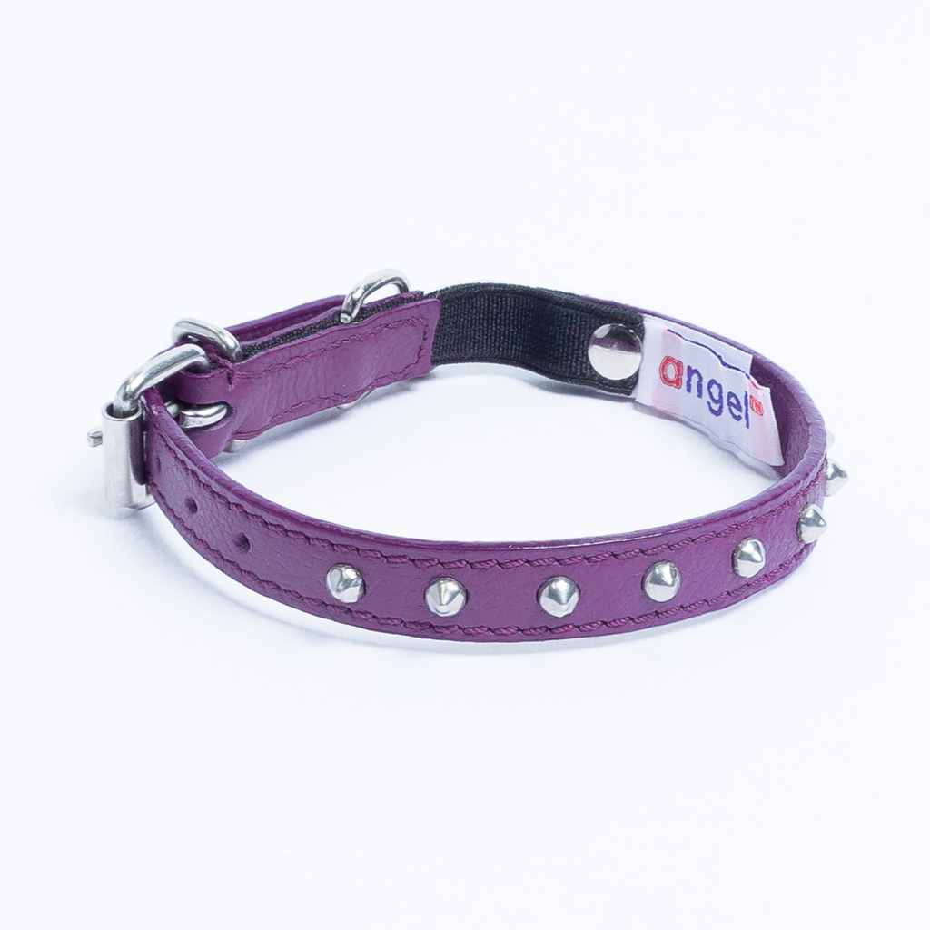 Glamorous Pups : Studded Leather Safety Cat Collar – Genuine Leather with Riveted Studs & Breakaway Stretch for Stylish, Safe Cats