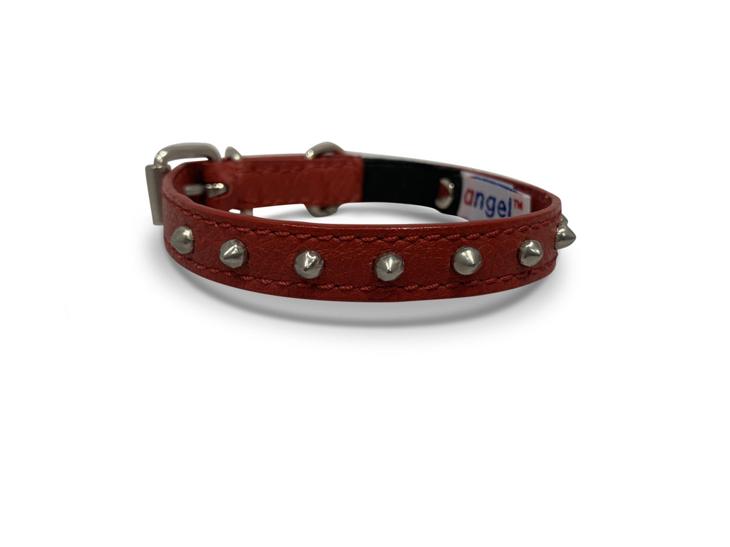 Glamorous Pups : Studded Leather Safety Cat Collar – Genuine Leather with Riveted Studs & Breakaway Stretch for Stylish, Safe Cats