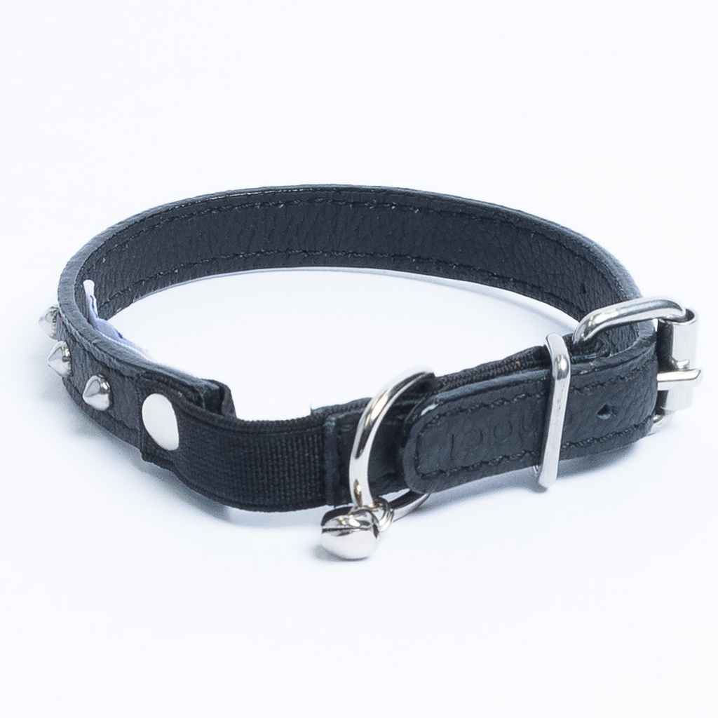 Glamorous Pups : Studded Leather Safety Cat Collar – Genuine Leather with Riveted Studs & Breakaway Stretch for Stylish, Safe Cats