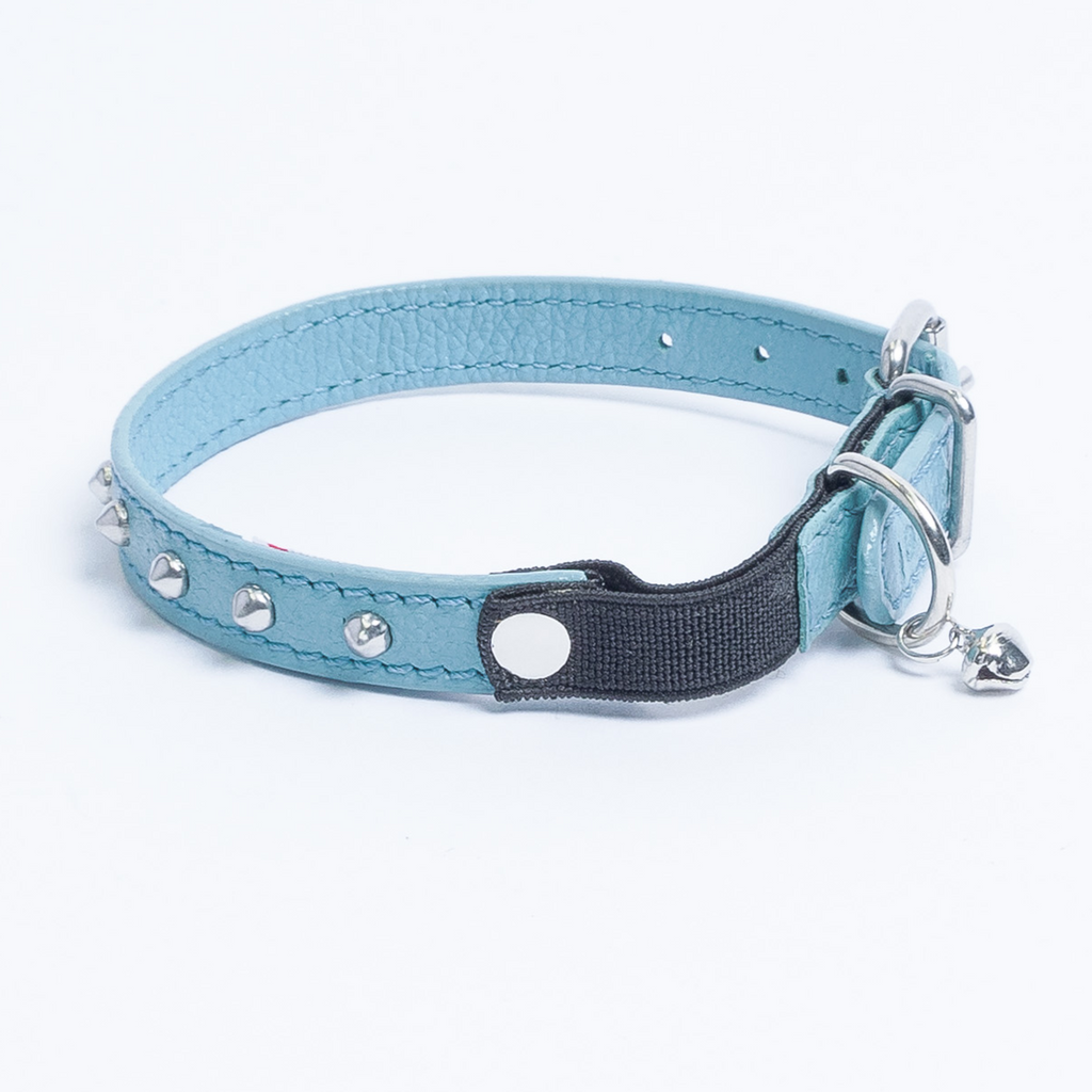 Glamorous Pups : Studded Leather Safety Cat Collar – Genuine Leather with Riveted Studs & Breakaway Stretch for Stylish, Safe Cats