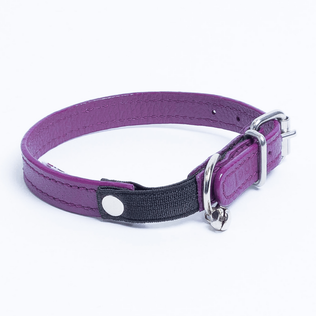 Glamorous Pups : Alpine Genuine Leather Breakaway Cat Collar – Soft, Lightweight, Safety Bell Design in 6 Colors