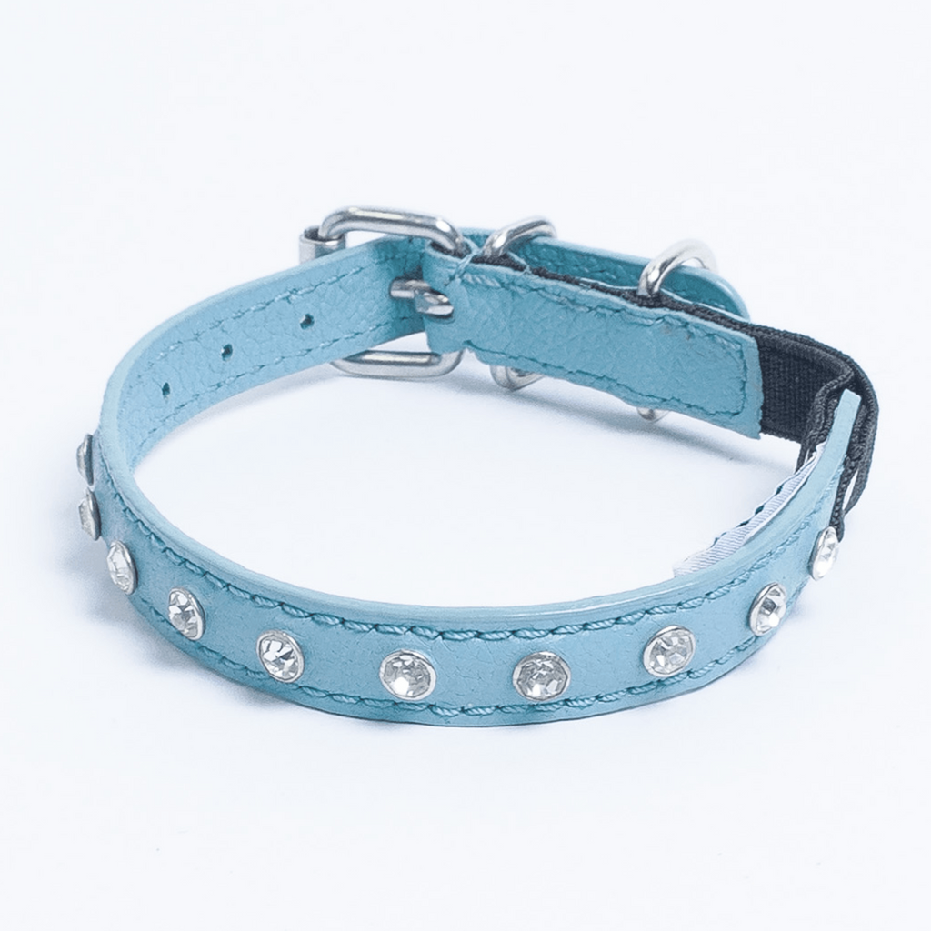Glamorous Pups : Athens Rhinestone Cat Collar – Genuine Leather Sparkle Collar with Breakaway Safety & Bell
