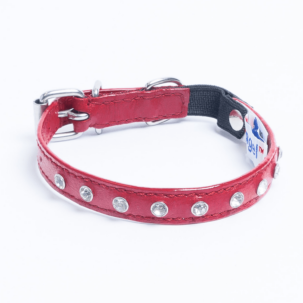 Glamorous Pups : Athens Rhinestone Cat Collar – Genuine Leather Sparkle Collar with Breakaway Safety & Bell