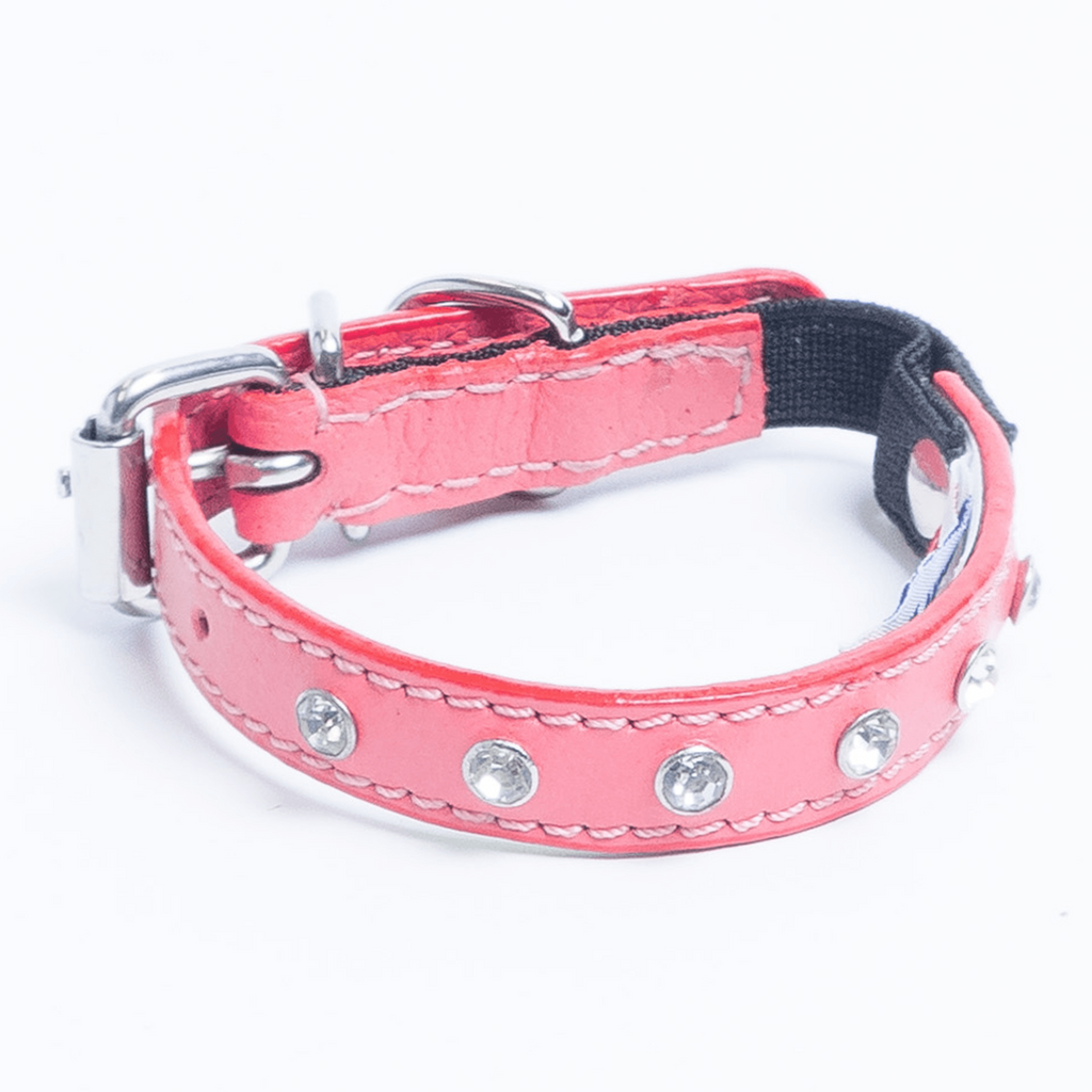 Glamorous Pups : Athens Rhinestone Cat Collar – Genuine Leather Sparkle Collar with Breakaway Safety & Bell