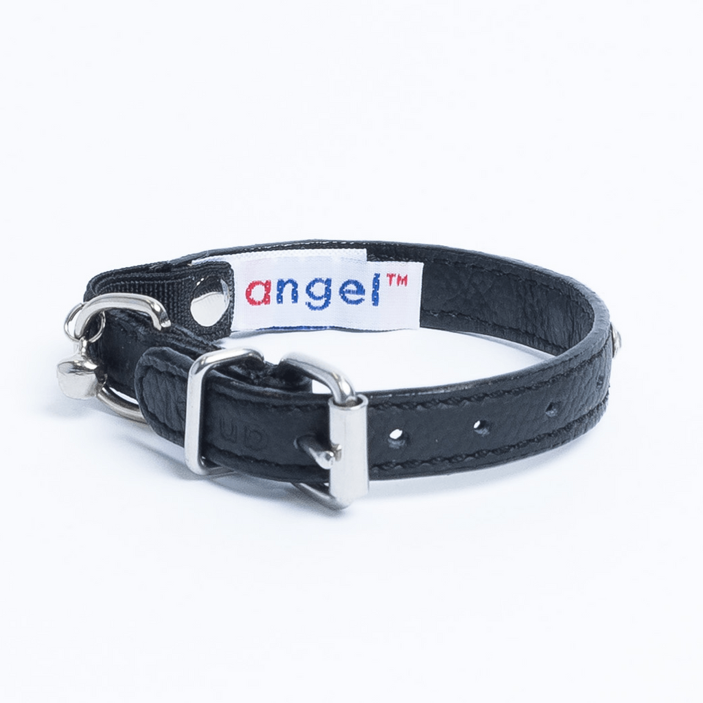 Glamorous Pups : Athens Rhinestone Cat Collar – Genuine Leather Sparkle Collar with Breakaway Safety & Bell