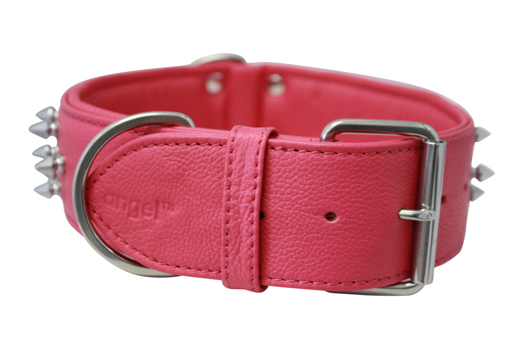 Glamorous Pups : Amsterdam Multi-Line Spiked Leather Dog Collar – Luxury Genuine Leather Power Collar with Stainless Steel Hardware