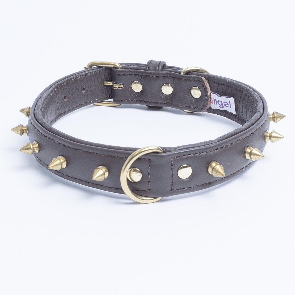 Glamorous Pups : Rotterdam Spiked Leather Dog Collar – Bold Chrome Spikes & Premium Leather Style