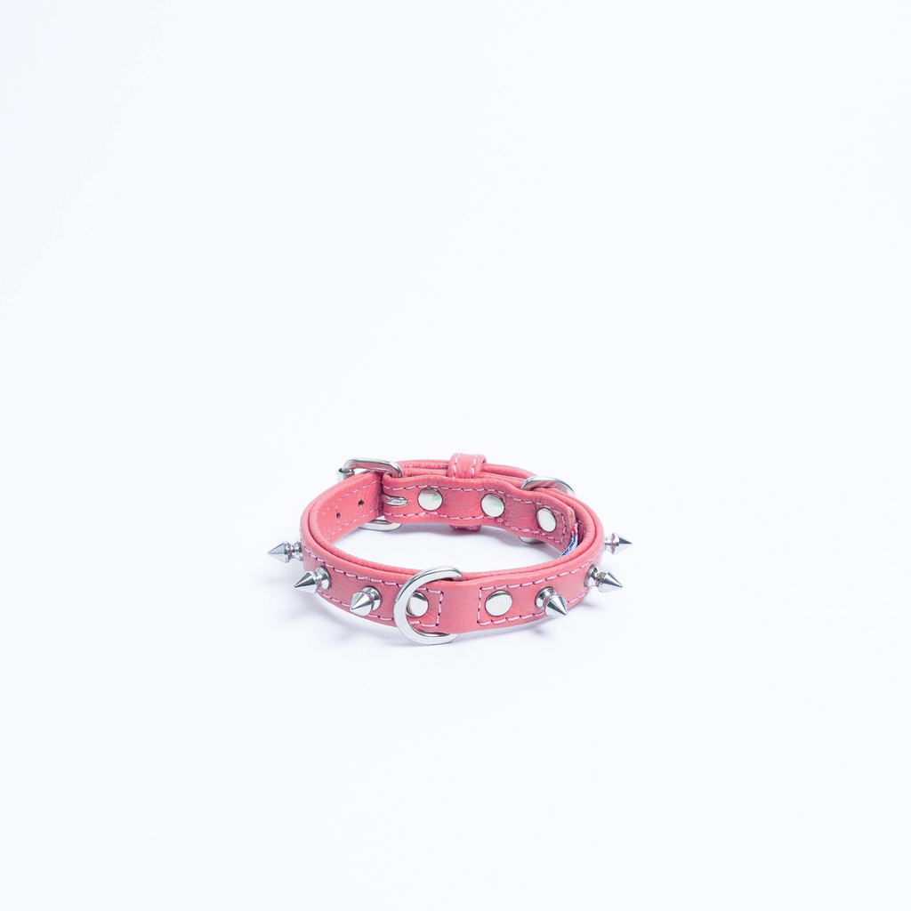 Glamorous Pups : Rotterdam Spiked Leather Dog Collar – Bold Chrome Spikes & Premium Leather Style