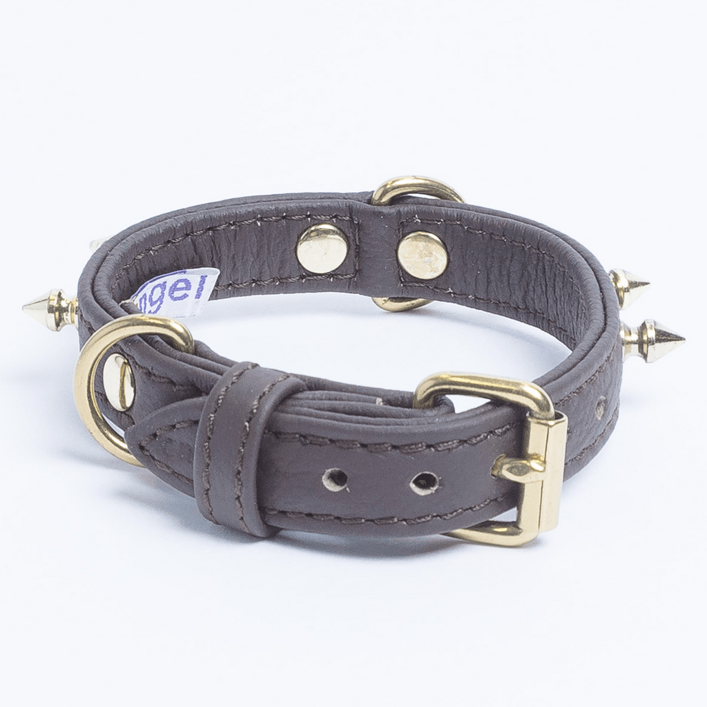 Glamorous Pups : Rotterdam Spiked Leather Dog Collar – Bold Chrome Spikes & Premium Leather Style