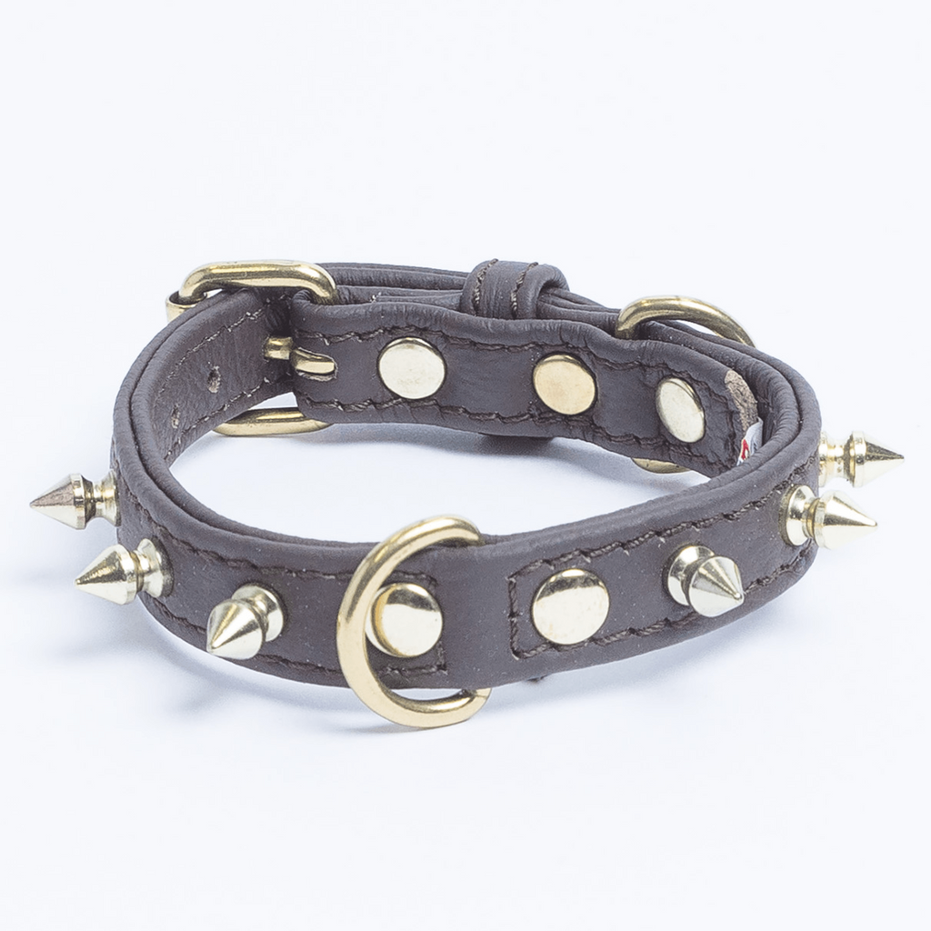 Glamorous Pups : Rotterdam Spiked Leather Dog Collar – Bold Chrome Spikes & Premium Leather Style