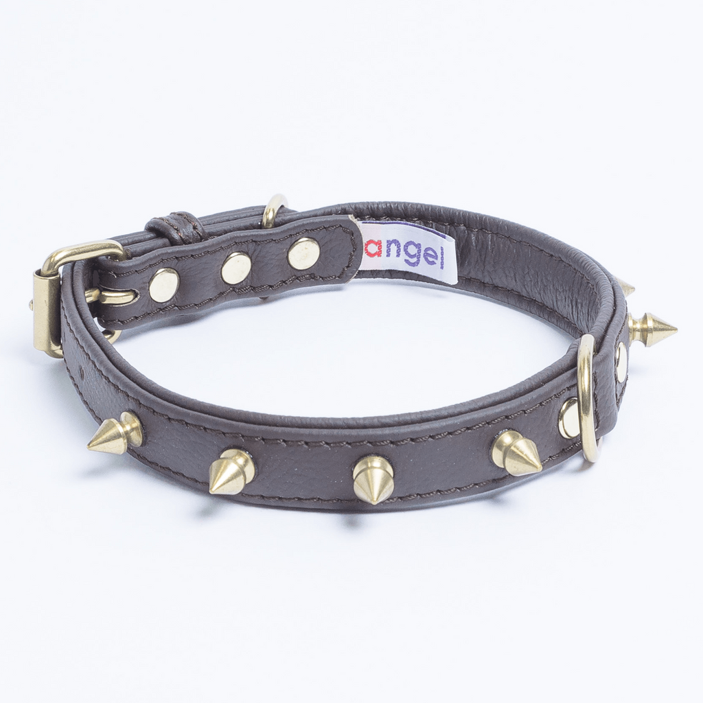 Glamorous Pups : Rotterdam Spiked Leather Dog Collar – Bold Chrome Spikes & Premium Leather Style