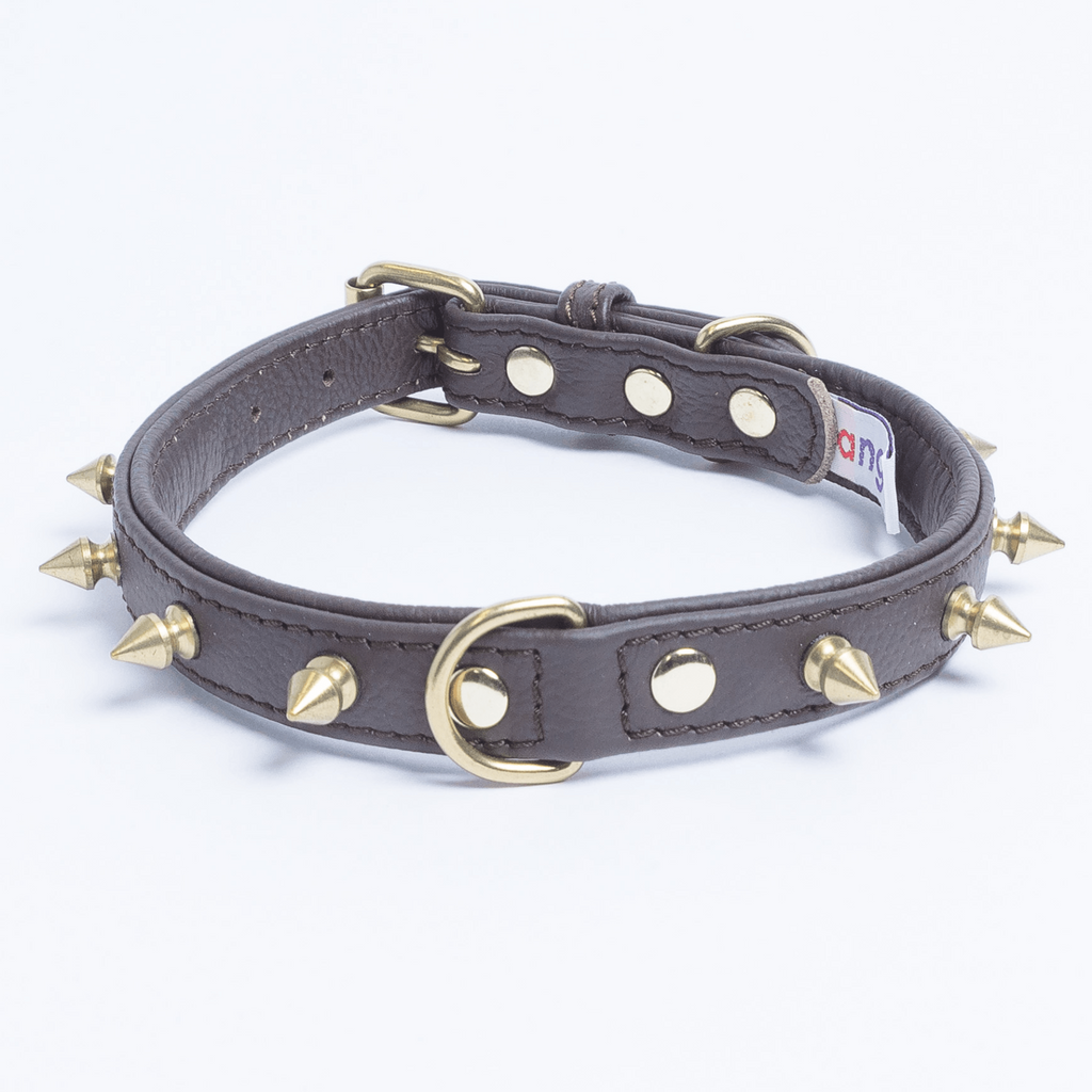 Glamorous Pups : Rotterdam Spiked Leather Dog Collar – Bold Chrome Spikes & Premium Leather Style
