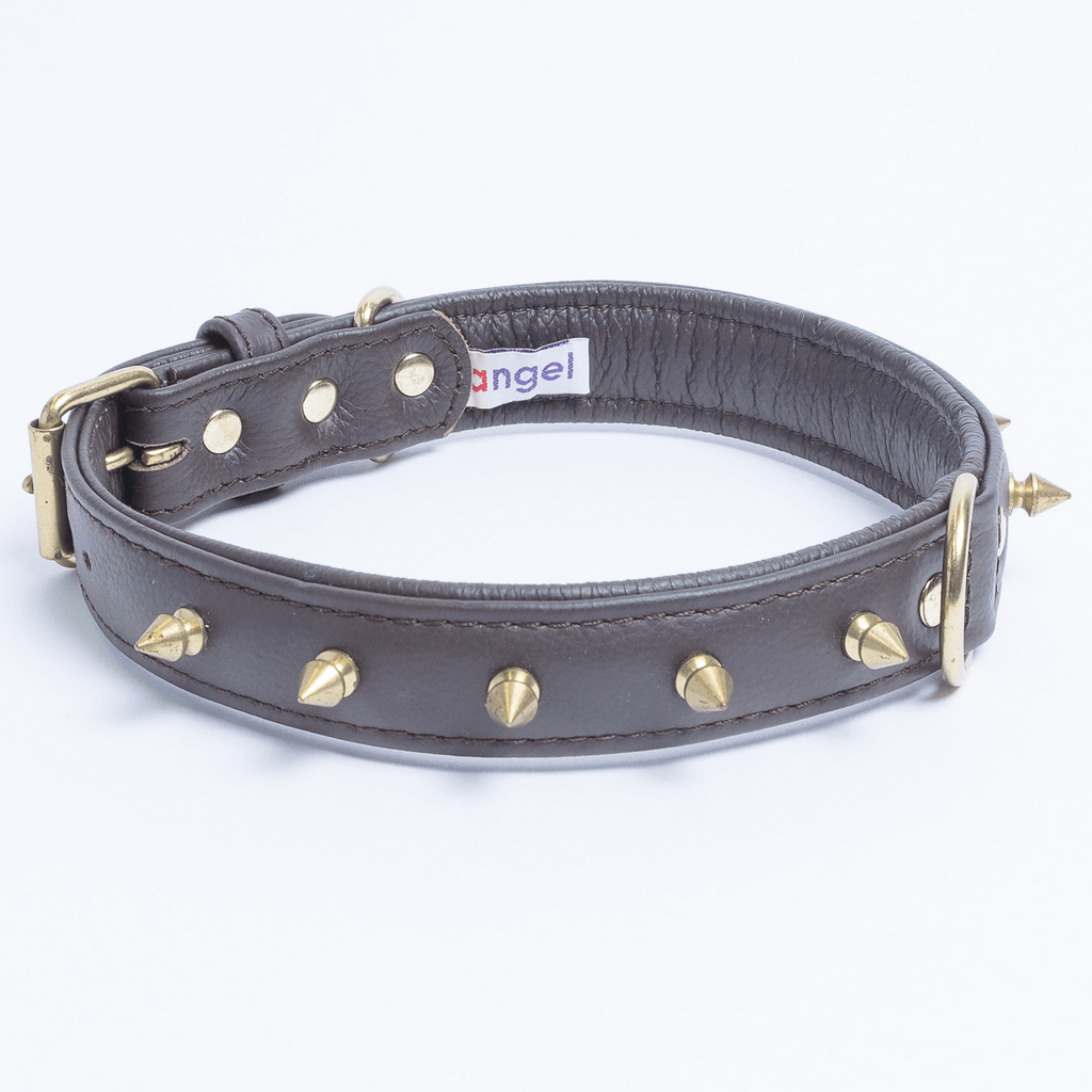 Glamorous Pups : Rotterdam Spiked Leather Dog Collar – Bold Chrome Spikes & Premium Leather Style