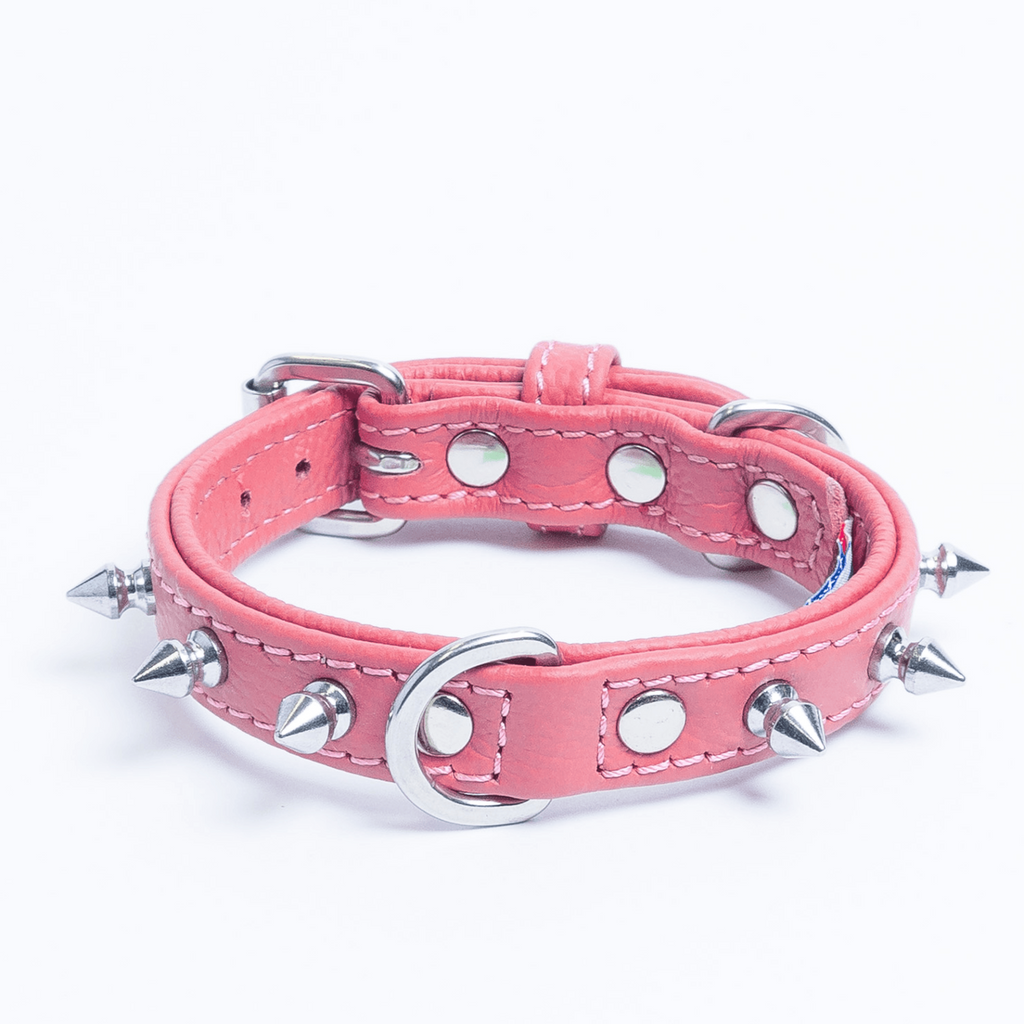 Glamorous Pups : Rotterdam Spiked Leather Dog Collar – Bold Chrome Spikes & Premium Leather Style