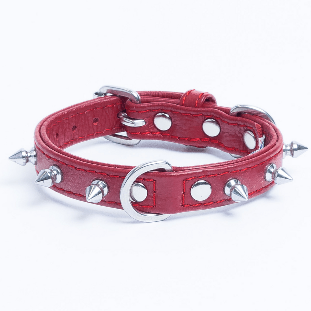 Glamorous Pups : Rotterdam Spiked Leather Dog Collar – Bold Chrome Spikes & Premium Leather Style