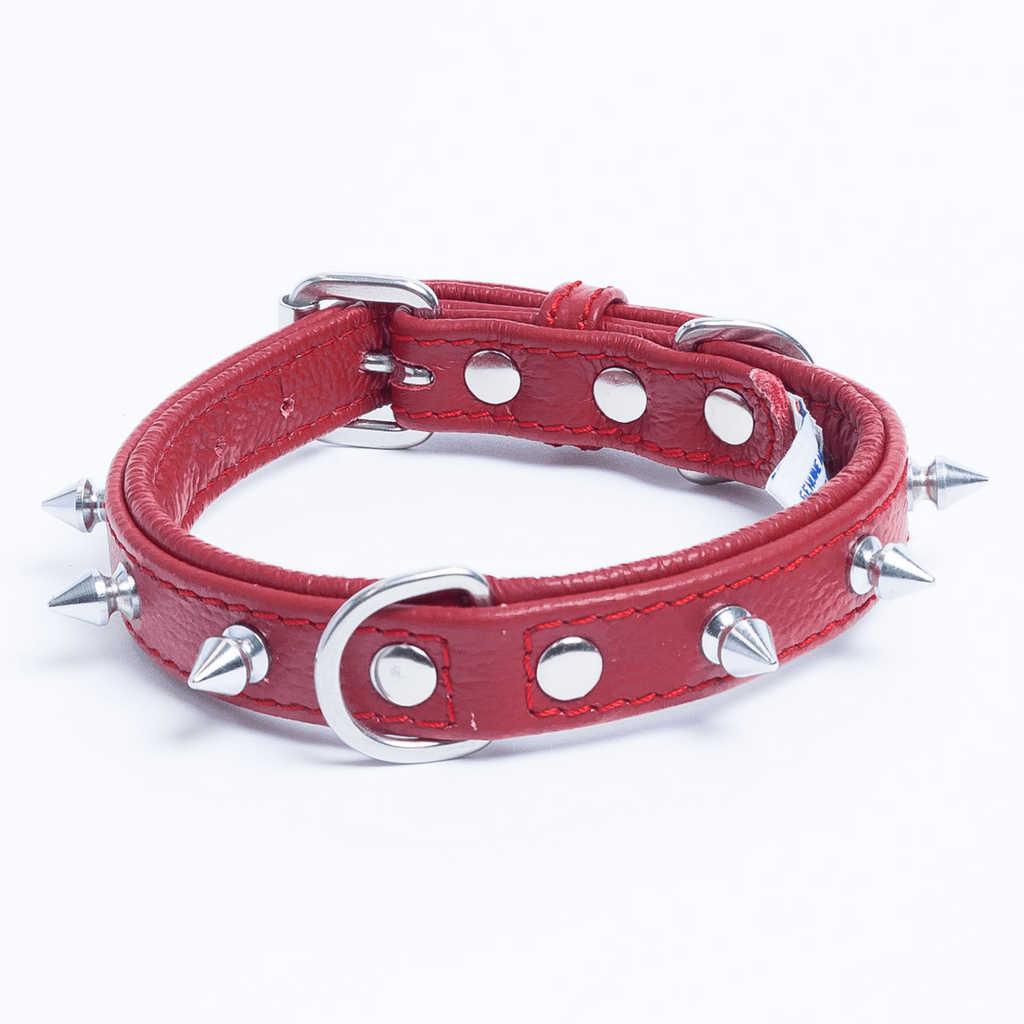 Glamorous Pups : Rotterdam Spiked Leather Dog Collar – Bold Chrome Spikes & Premium Leather Style