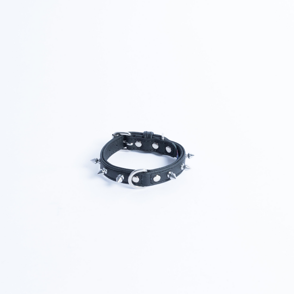 Glamorous Pups : Rotterdam Spiked Leather Dog Collar – Bold Chrome Spikes & Premium Leather Style