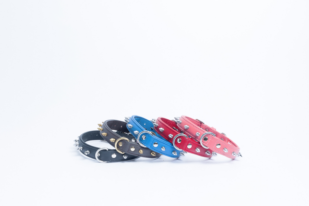 Glamorous Pups : Rotterdam Spiked Leather Dog Collar – Bold Chrome Spikes & Premium Leather Style