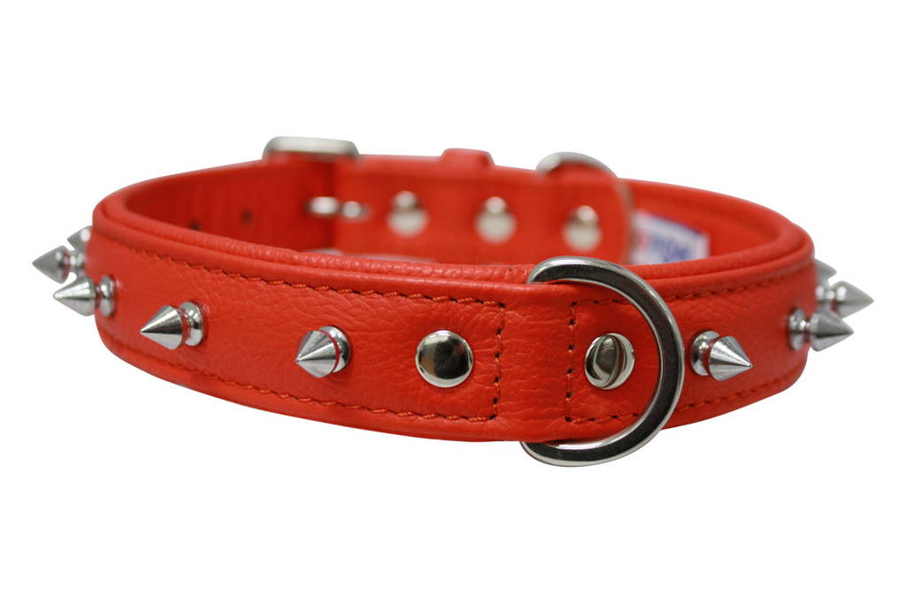 Glamorous Pups : Rotterdam Spiked Leather Dog Collar – Bold Chrome Spikes & Premium Leather Style