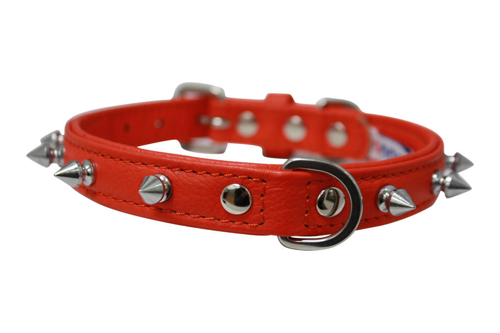 Glamorous Pups : Rotterdam Spiked Leather Dog Collar – Bold Chrome Spikes & Premium Leather Style