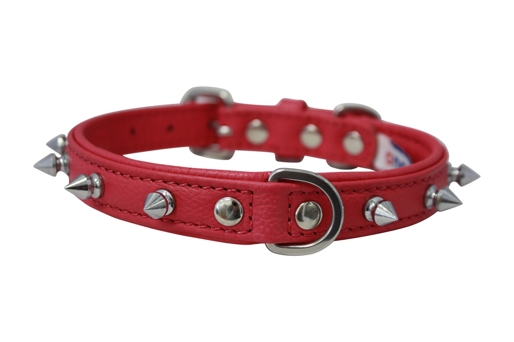 Glamorous Pups : Rotterdam Spiked Leather Dog Collar – Bold Chrome Spikes & Premium Leather Style