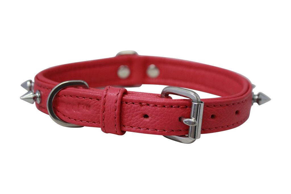Glamorous Pups : Rotterdam Spiked Leather Dog Collar – Bold Chrome Spikes & Premium Leather Style
