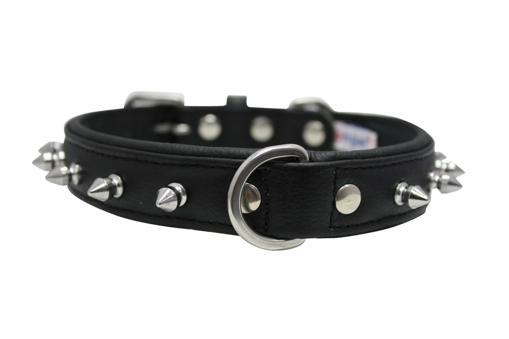 Glamorous Pups : Rotterdam Spiked Leather Dog Collar – Bold Chrome Spikes & Premium Leather Style