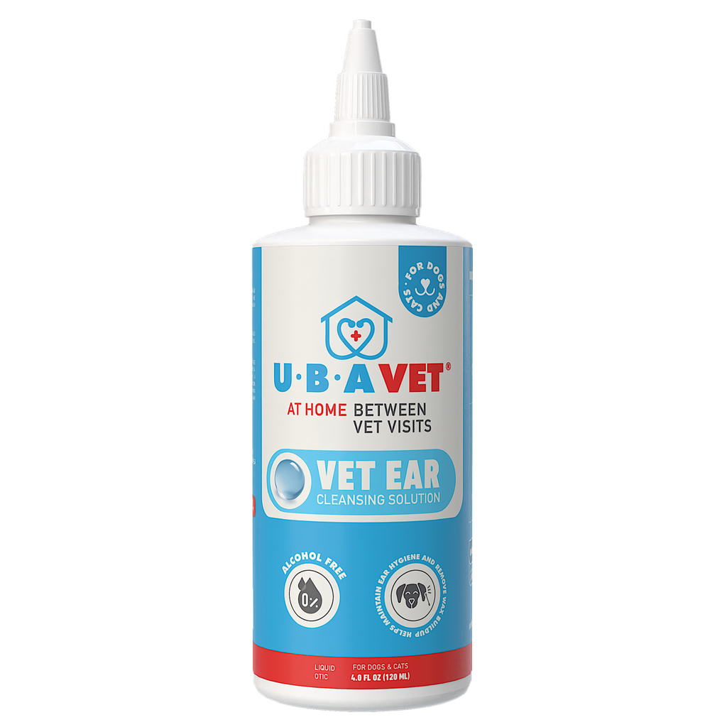 Glamorous Pups : UBAVET Ubasan Ear Cleansing Solution for Dogs & Cats – 4 fl oz (120 ml) Gentle Aloe & Salicylic Acid Formula – Alcohol-Free Ear Cleaner with Peach Fragrance