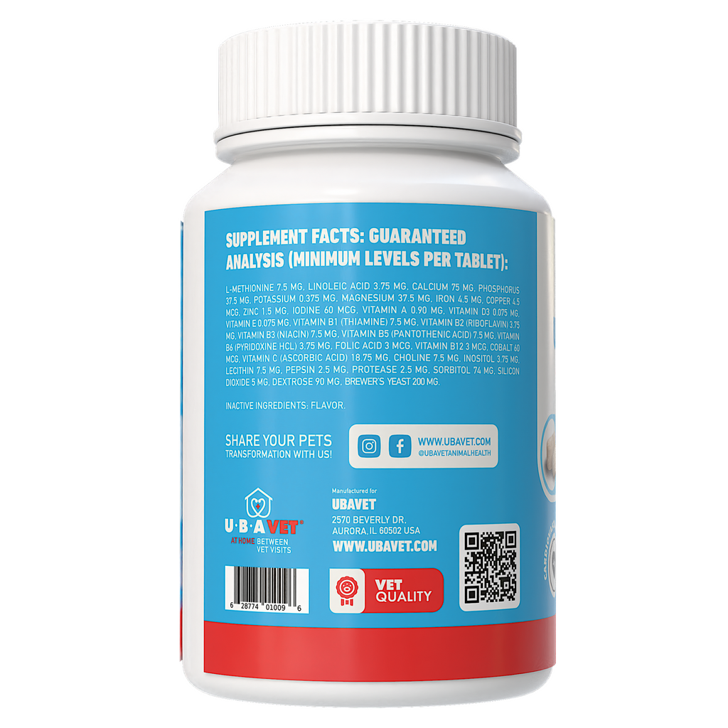 Glamorous Pups : UBAVET MULTIVIT Daily Vitamin & Mineral Tablets for Dogs – Complete Multivitamin Support for Immunity, Skin, Coat & Vitality (90 ct)