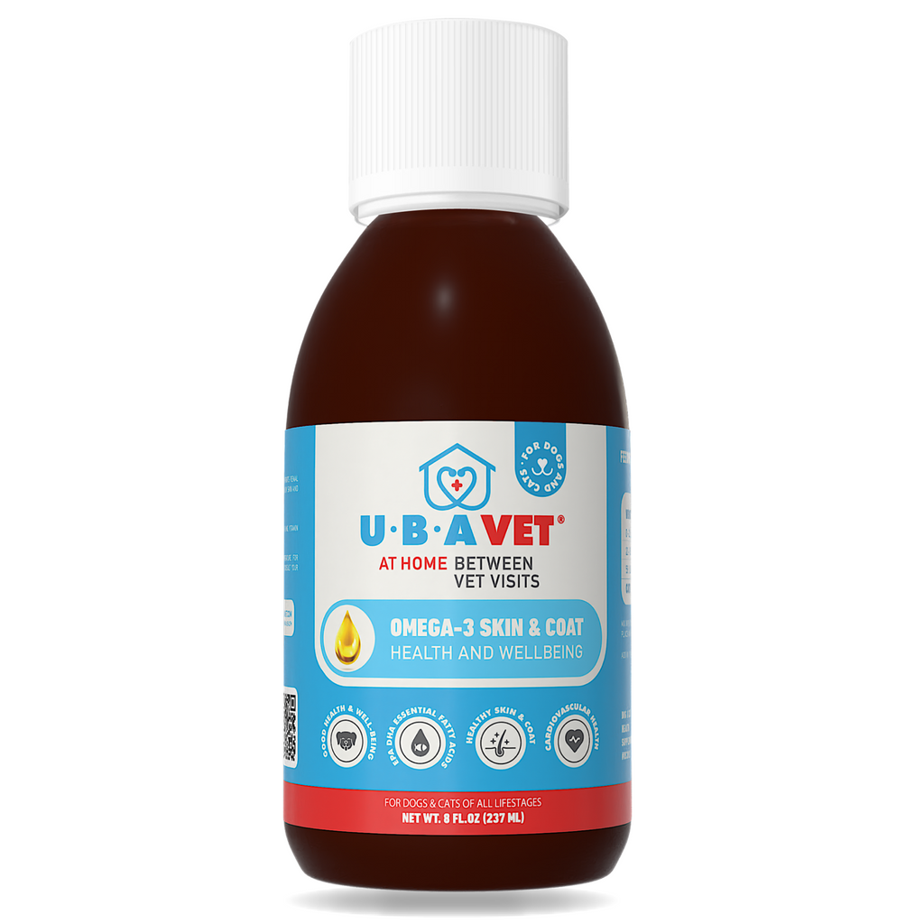 Glamorous Pups : UBAVET Ubameg Omega-3 Fatty Acid Liquid for Dogs & Cats | 8 fl oz (237 ml) | Premium Fish Oil Supplement with EPA, DHA, Vitamins A, D & E