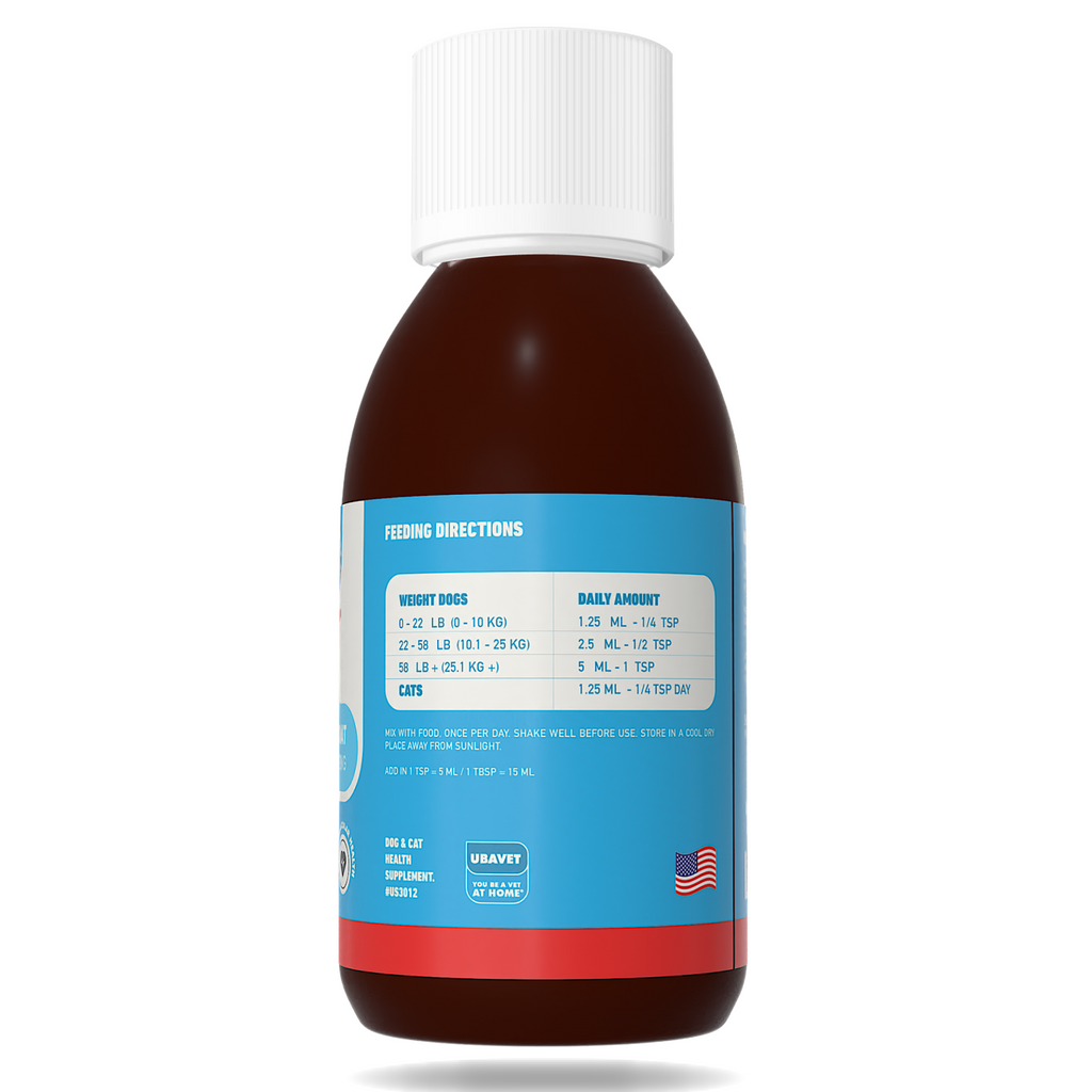 Glamorous Pups : UBAVET Ubameg Omega-3 Fatty Acid Liquid for Dogs & Cats | 8 fl oz (237 ml) | Premium Fish Oil Supplement with EPA, DHA, Vitamins A, D & E