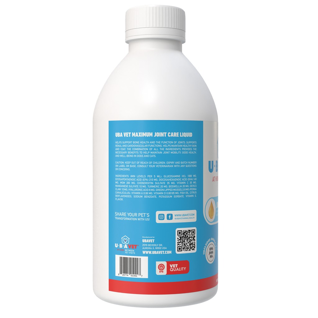 Glamorous Pups : UBAVET Joint Power MEG Maximum Joint Care Liquid for Dogs & Cats – Advanced Mobility Support with Glucosamine, Chondroitin, MSM, and Omega-3s (250ml / 500ml)