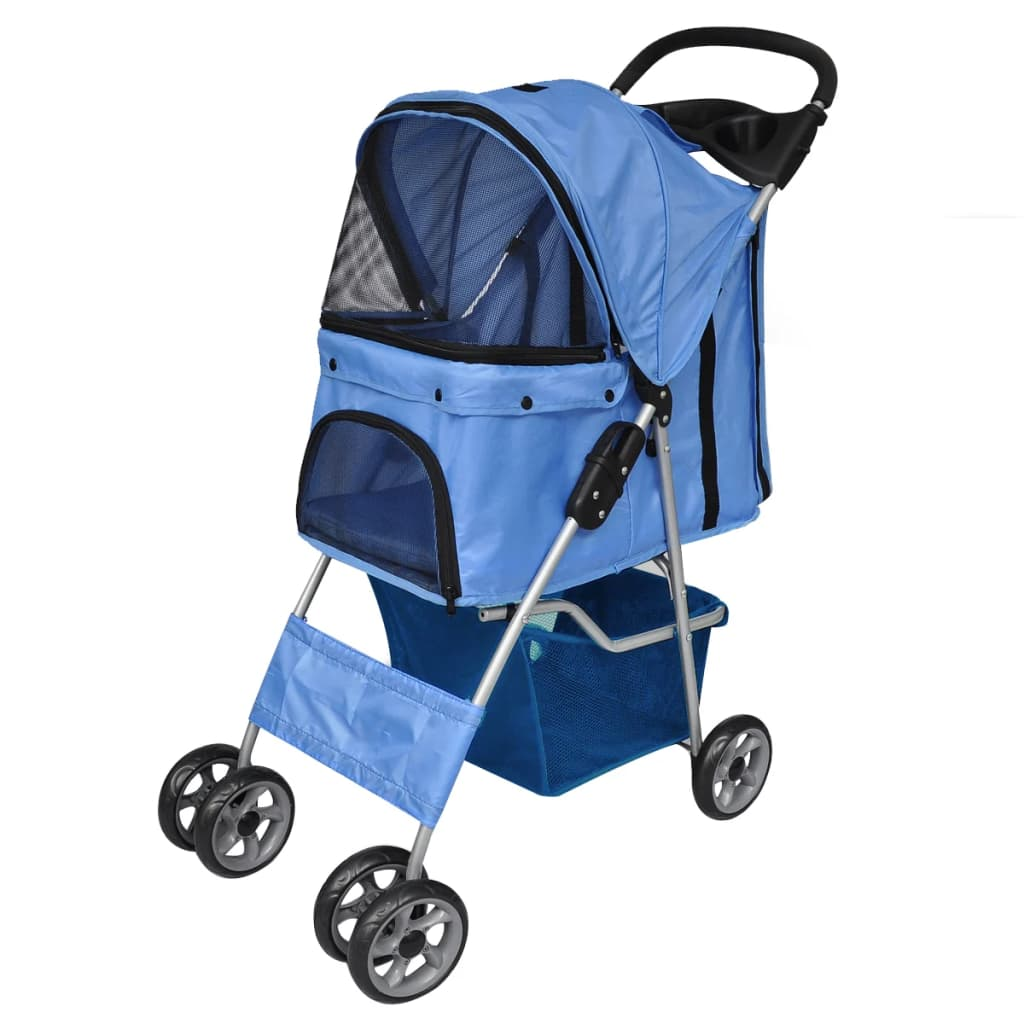 Glamorous Pups : vidaXL Pet Stroller Blue PVC & polyester fabric Medium Foldable