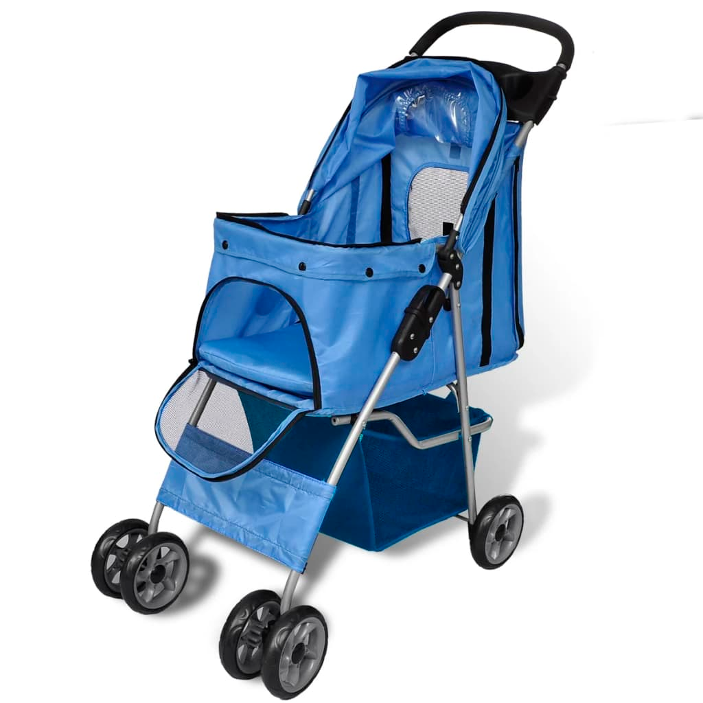 Glamorous Pups : vidaXL Pet Stroller Blue PVC & polyester fabric Medium Foldable