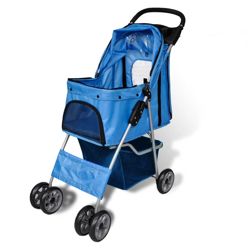 Glamorous Pups : vidaXL Pet Stroller Blue PVC & polyester fabric Medium Foldable