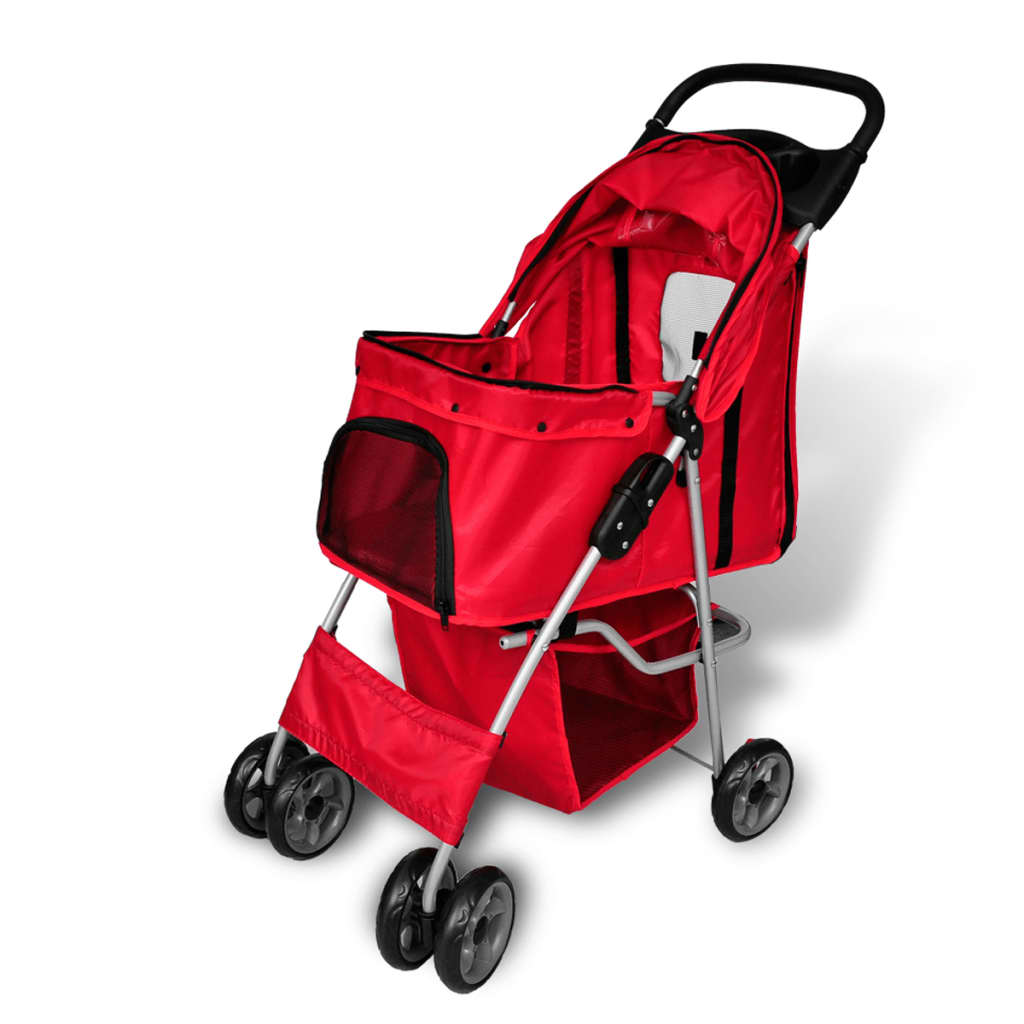 Glamorous Pups : vidaXL Pet Stroller Red PVC Medium Foldable Pet Stroller Rectangular