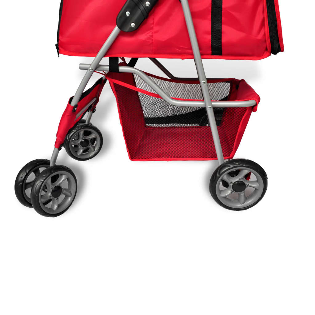 Glamorous Pups : vidaXL Pet Stroller Red PVC Medium Foldable Pet Stroller Rectangular