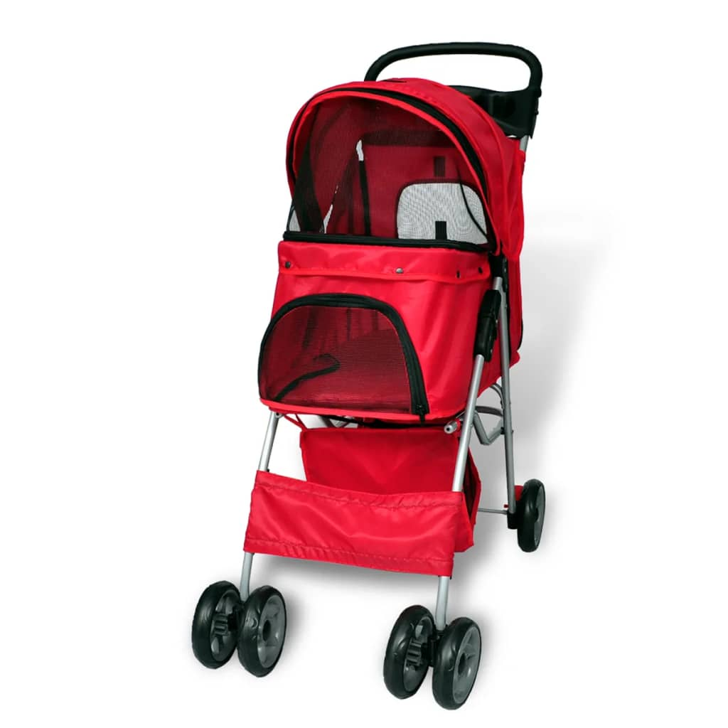 Glamorous Pups : vidaXL Pet Stroller Red PVC Medium Foldable Pet Stroller Rectangular