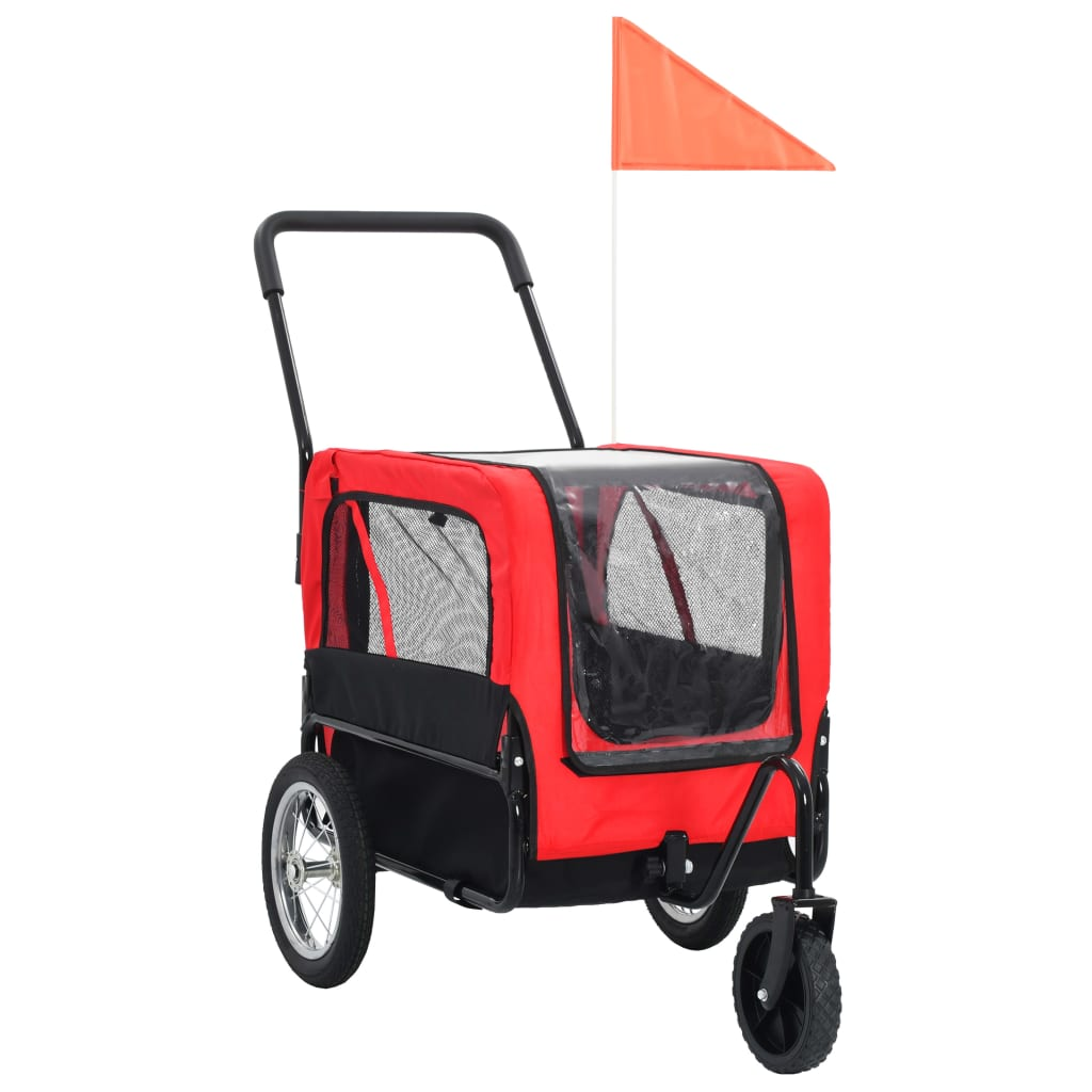 Glamorous Pups : vidaXL Pet Bike Trailer Red and Black Oxford fabric and steel Collapsible
