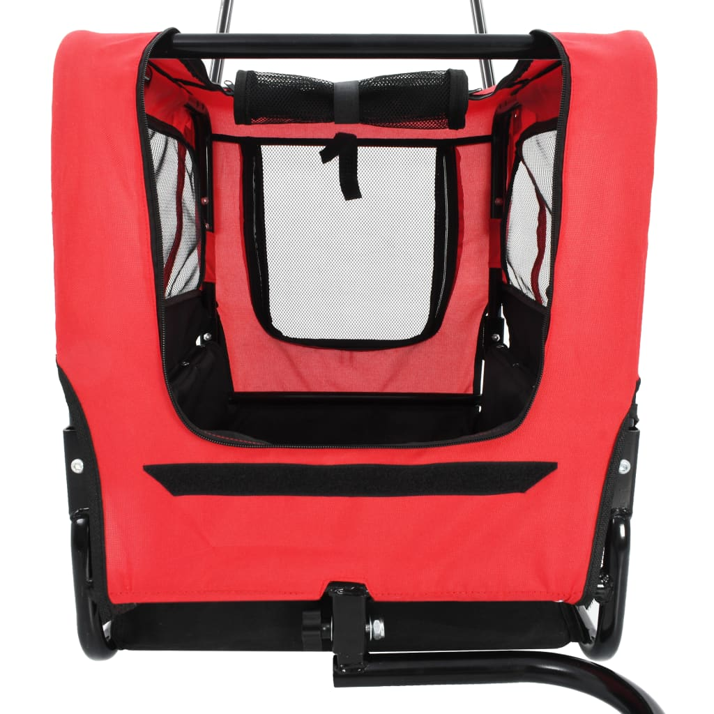 Glamorous Pups : vidaXL Pet Bike Trailer Red and Black Oxford fabric and steel Collapsible